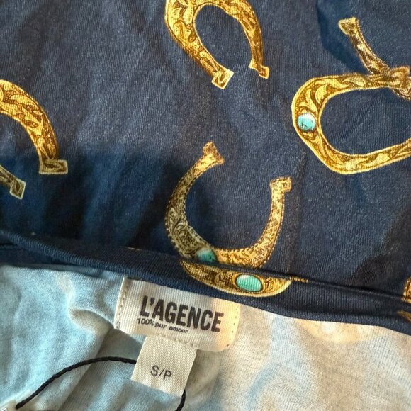 NEW L'AGENCE ressi short sleeve tee in Midnight Multi Horseshoe Size S - Picture 6 of 6